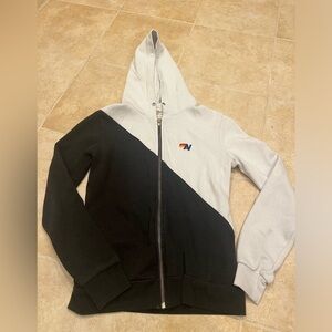 Aviator Nation colorblock black and white zip up hoodie adult small